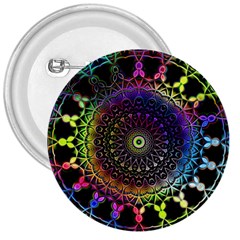 Colorful Rainbow Colored Arabesque Mandala Kaleidoscope  3  Buttons by SpinnyChairDesigns