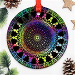 Colorful Rainbow Colored Arabesque Mandala Kaleidoscope  Ornament (Round) Front