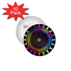 Colorful Rainbow Colored Arabesque Mandala Kaleidoscope  1 75  Buttons (10 Pack) by SpinnyChairDesigns