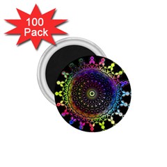 Colorful Rainbow Colored Arabesque Mandala Kaleidoscope  1 75  Magnets (100 Pack)  by SpinnyChairDesigns