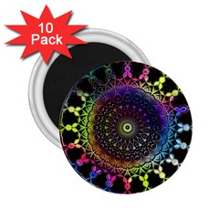 Colorful Rainbow Colored Arabesque Mandala Kaleidoscope  2 25  Magnets (10 Pack)  by SpinnyChairDesigns