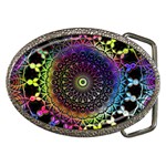 Colorful Rainbow Colored Arabesque Mandala Kaleidoscope  Belt Buckles Front