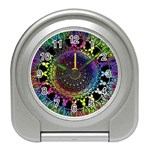 Colorful Rainbow Colored Arabesque Mandala Kaleidoscope  Travel Alarm Clock Front