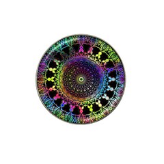 Colorful Rainbow Colored Arabesque Mandala Kaleidoscope  Hat Clip Ball Marker (4 Pack) by SpinnyChairDesigns