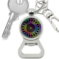 Colorful Rainbow Colored Arabesque Mandala Kaleidoscope  Bottle Opener Key Chain by SpinnyChairDesigns