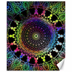 Colorful Rainbow Colored Arabesque Mandala Kaleidoscope  Canvas 8  X 10  by SpinnyChairDesigns