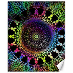 Colorful Rainbow Colored Arabesque Mandala Kaleidoscope  Canvas 16  X 20  by SpinnyChairDesigns