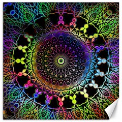 Colorful Rainbow Colored Arabesque Mandala Kaleidoscope  Canvas 20  X 20  by SpinnyChairDesigns