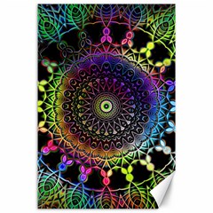 Colorful Rainbow Colored Arabesque Mandala Kaleidoscope  Canvas 24  X 36  by SpinnyChairDesigns