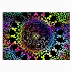 Colorful Rainbow Colored Arabesque Mandala Kaleidoscope  Large Glasses Cloth by SpinnyChairDesigns