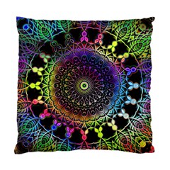 Colorful Rainbow Colored Arabesque Mandala Kaleidoscope  Standard Cushion Case (two Sides) by SpinnyChairDesigns