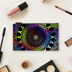 Colorful Rainbow Colored Arabesque Mandala Kaleidoscope  Cosmetic Bag (small) by SpinnyChairDesigns