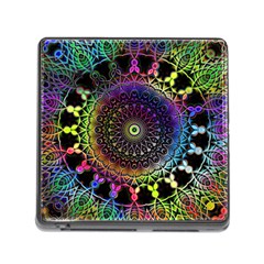 Colorful Rainbow Colored Arabesque Mandala Kaleidoscope  Memory Card Reader (square 5 Slot) by SpinnyChairDesigns