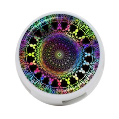 Colorful Rainbow Colored Arabesque Mandala Kaleidoscope  4-port Usb Hub (one Side) by SpinnyChairDesigns