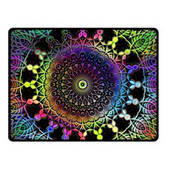 Colorful Rainbow Colored Arabesque Mandala Kaleidoscope  Double Sided Fleece Blanket (small)  by SpinnyChairDesigns