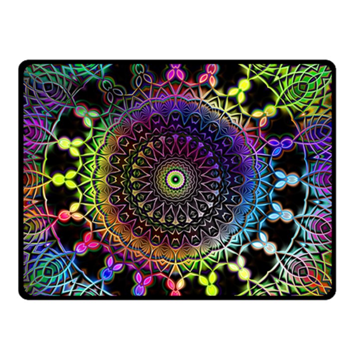 Colorful Rainbow Colored Arabesque Mandala Kaleidoscope  Double Sided Fleece Blanket (Small) 