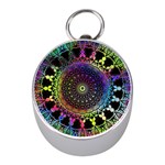 Colorful Rainbow Colored Arabesque Mandala Kaleidoscope  Mini Silver Compasses Front