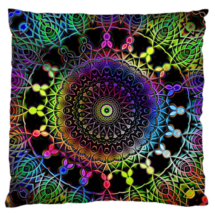 Colorful Rainbow Colored Arabesque Mandala Kaleidoscope  Standard Flano Cushion Case (Two Sides)