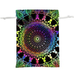 Colorful Rainbow Colored Arabesque Mandala Kaleidoscope   Lightweight Drawstring Pouch (xl) by SpinnyChairDesigns