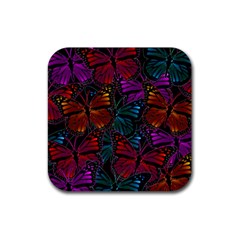 Colorful Monarch Butterfly Pattern Rubber Coaster (square)  by SpinnyChairDesigns