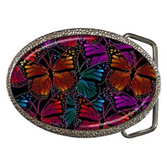 Colorful Monarch Butterfly Pattern Belt Buckles by SpinnyChairDesigns