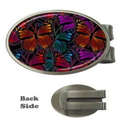 Colorful Monarch Butterfly Pattern Money Clips (oval)  by SpinnyChairDesigns