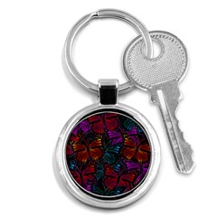 Colorful Monarch Butterfly Pattern Key Chain (round) by SpinnyChairDesigns