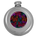 Colorful Monarch Butterfly Pattern Round Hip Flask (5 oz) Front