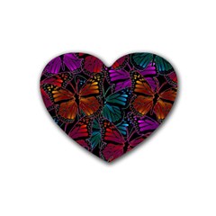 Colorful Monarch Butterfly Pattern Heart Coaster (4 Pack)  by SpinnyChairDesigns