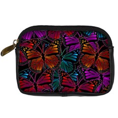 Colorful Monarch Butterfly Pattern Digital Camera Leather Case by SpinnyChairDesigns