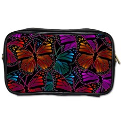 Colorful Monarch Butterfly Pattern Toiletries Bag (two Sides) by SpinnyChairDesigns