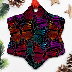 Colorful Monarch Butterfly Pattern Ornament (snowflake) by SpinnyChairDesigns