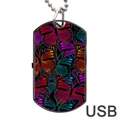 Colorful Monarch Butterfly Pattern Dog Tag Usb Flash (one Side) by SpinnyChairDesigns