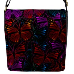 Colorful Monarch Butterfly Pattern Flap Closure Messenger Bag (s) by SpinnyChairDesigns