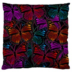 Colorful Monarch Butterfly Pattern Large Flano Cushion Case (one Side)