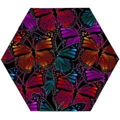 Colorful Monarch Butterfly Pattern Wooden Puzzle Hexagon by SpinnyChairDesigns