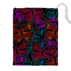 Colorful Monarch Butterfly Pattern Drawstring Pouch (4xl) by SpinnyChairDesigns