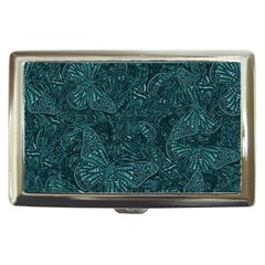 Dark Teal Butterfly Pattern Cigarette Money Case by SpinnyChairDesigns