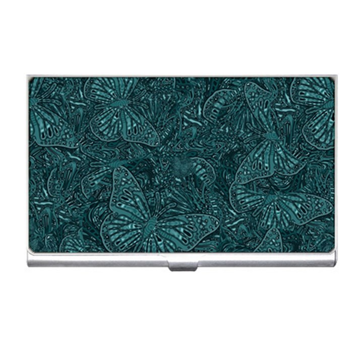 Dark Teal Butterfly Pattern Business Card Holder