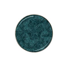 Dark Teal Butterfly Pattern Hat Clip Ball Marker by SpinnyChairDesigns