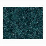 Dark Teal Butterfly Pattern Small Glasses Cloth Front