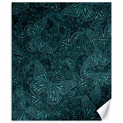 Dark Teal Butterfly Pattern Canvas 8  X 10  by SpinnyChairDesigns