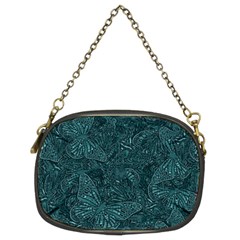 Dark Teal Butterfly Pattern Chain Purse (two Sides) by SpinnyChairDesigns