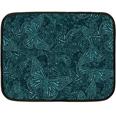 Dark Teal Butterfly Pattern Fleece Blanket (mini) by SpinnyChairDesigns