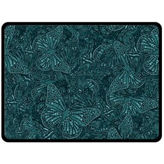 Dark Teal Butterfly Pattern Fleece Blanket (large)  by SpinnyChairDesigns