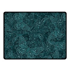 Dark Teal Butterfly Pattern Fleece Blanket (small) by SpinnyChairDesigns