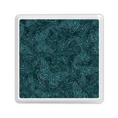 Dark Teal Butterfly Pattern Memory Card Reader (square) by SpinnyChairDesigns