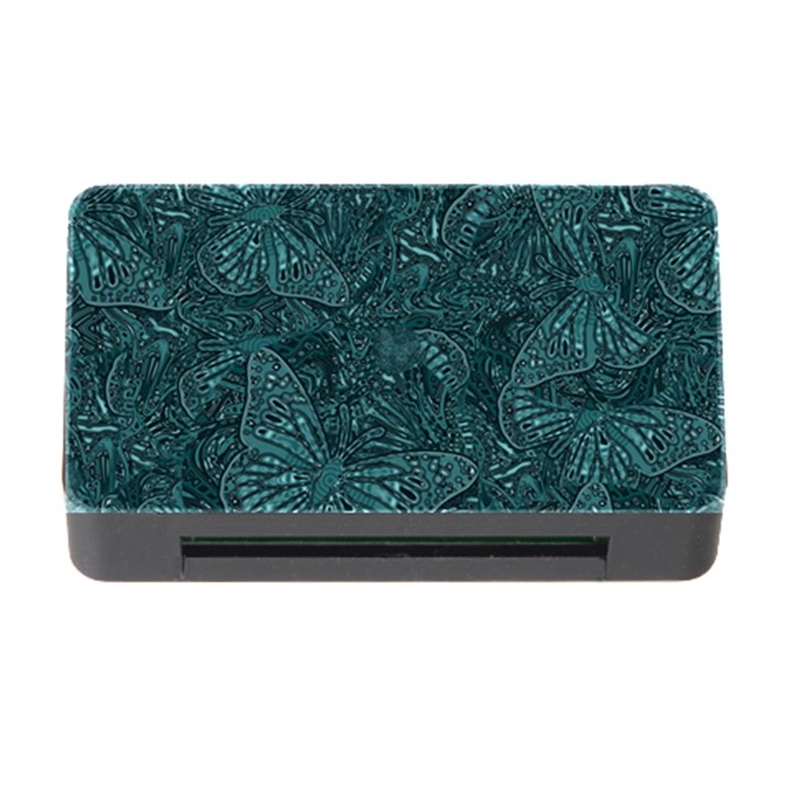 Dark Teal Butterfly Pattern Memory Card Reader with CF