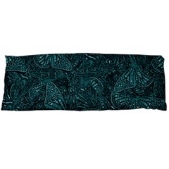 Dark Teal Butterfly Pattern Body Pillow Case (dakimakura) by SpinnyChairDesigns