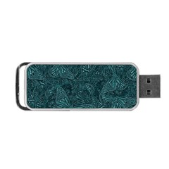 Dark Teal Butterfly Pattern Portable Usb Flash (one Side) by SpinnyChairDesigns